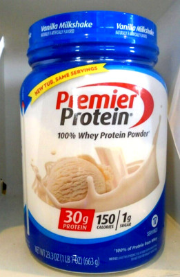 Premier Protein 100% Whey Protein Powder Vanilla Milkshake, 30g Protein 1lb