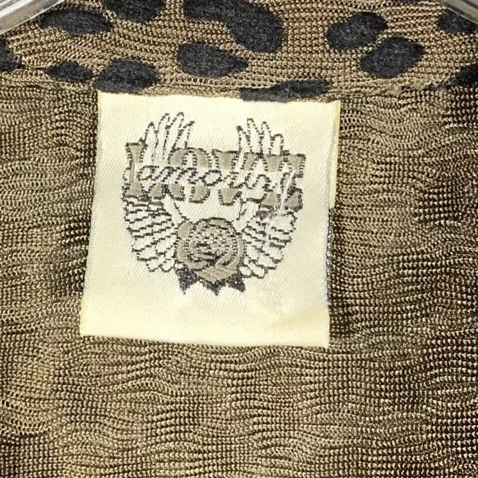 Винтажный любовь любовь любовь любовь женщин леопард длинным рукавом эластичной Топ размер S 2 сделано в США - Изображение 3 из 4