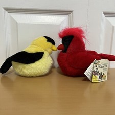 2010 Wild Republic Audubon Birds Plush Set Cardinal and American Goldfinch