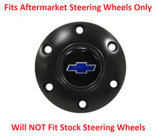 Black Steering Wheel 6 Hole Horn Button W Blue Chevrolet Bowtie Emblem Black Steering Wheel 6 Hole Horn Button W Blue Chevrolet Bowtie Emblem
