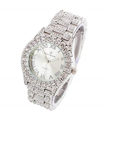 Luxus Herren Tennis Kreuz Halskette mit Diamant Quarz Armbanduhr mit Armband Set - Bild 27 von 121