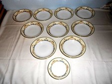 9 Vtg. Royal Embassy Fine China "Wabash" 7 1/2" Rimmed Soup Bowls - Japan