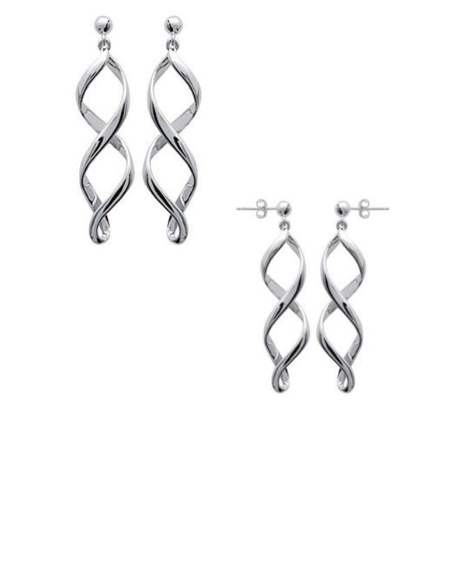 Boucles D'oreilles Pendantes étoiles/chaîne - Argent Massif 925 Rhodié - Neuf Avec étiquettes