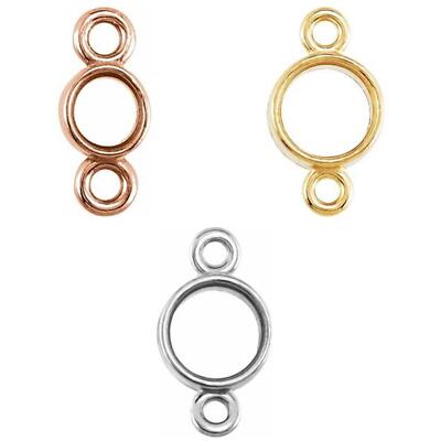 14K Gold Round Micro Bezel Set Link Connector Setting Unset Stone Mount 1.5-4mm