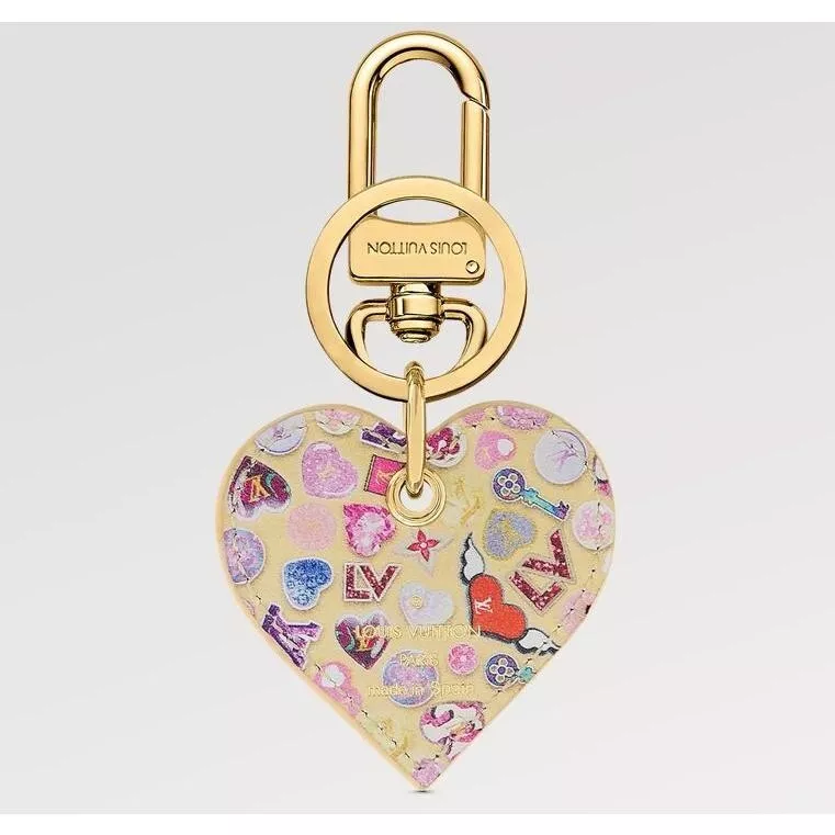 Louis Vuitton Gold Sweet Monogram Heart Lock Keychain 211135 Charm