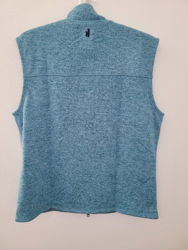 NWT Johnnie O Mens Large Wes Fleece Golf Full Zip Heather Blue Vest JMVT1310 - Picture 2 of 11