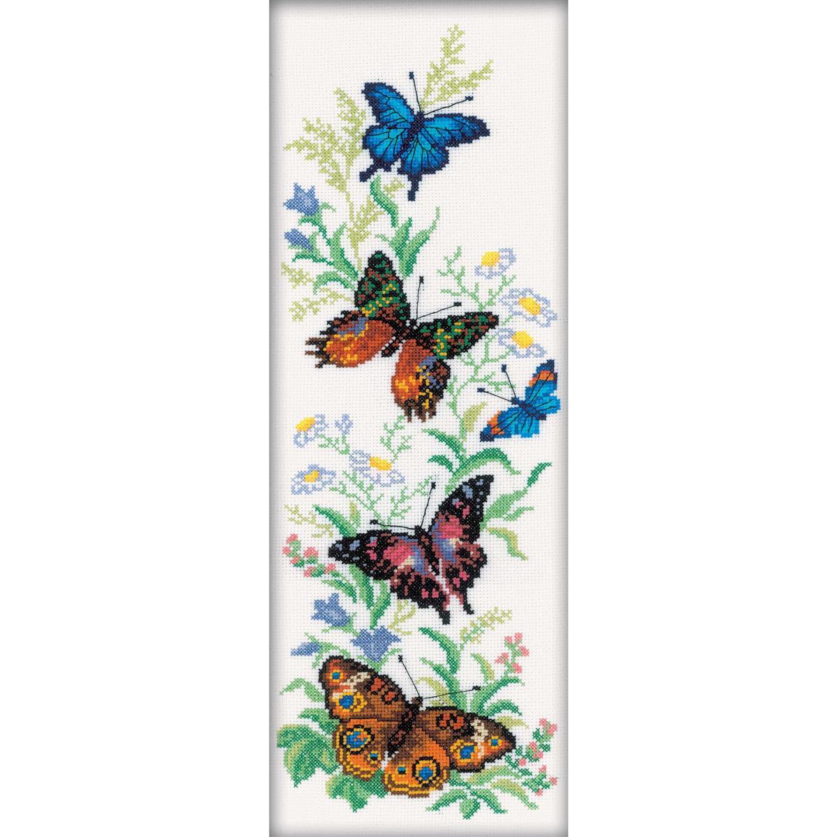 RTO counted Cross Stitch Kit ""Flying Butterflies"" M147, 16x45 cm, DIY