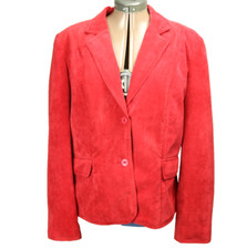 Dressbarn 2-Button Lined Blazer Long Sleeve Flap Pockets Shoulder Pads Red L