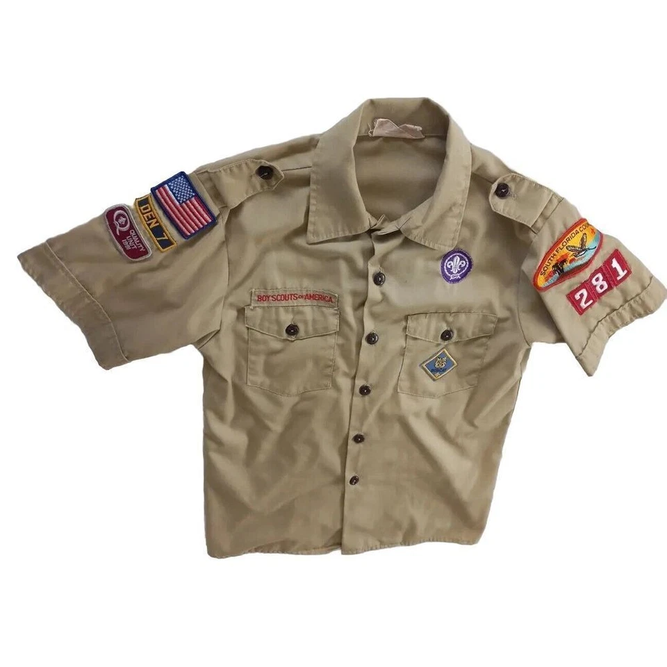 Camisa grande vintage OFICIAL Boy Scouts of America juvenil con botones y logotipo VER Foto 3 de 4