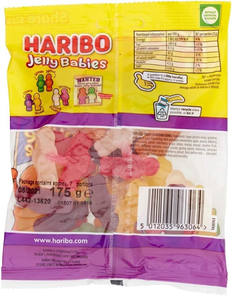 Haribo Jelly Babies Double Trouble Sweets Bag, 175g FREE UK P&P