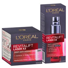 L'Oreal Paris Revitalift Laser X3 Day Cream + Serum Re-Surfacing Skincare Set