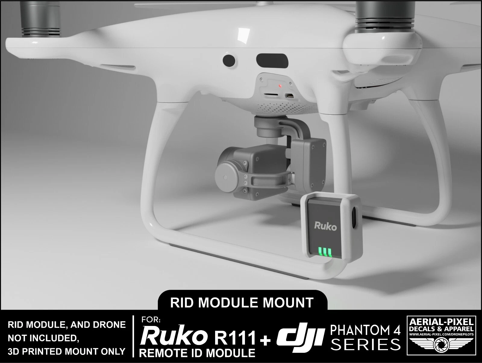 DJI Phantom 4, 3 & 2 Series Ruko R111 Remote ID Module Mount