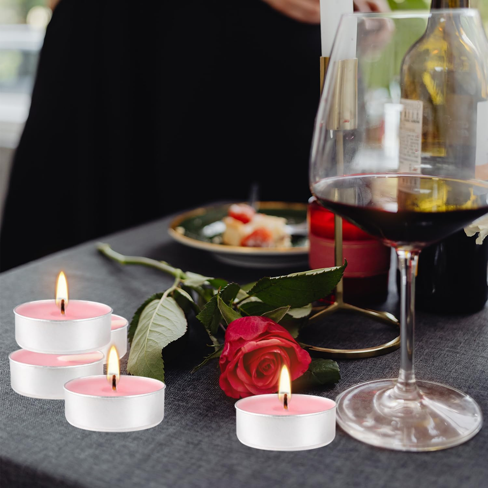 50 Pack Tealight Candles, Pink Tea Lights Candles with 4 Hour Burn Time