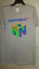 Consola de juegos clásica Nintendo 64 logotipo gráfico gris jaspeado camiseta L nueva sin etiquetas