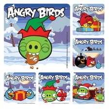 25 Licensed Angry Birds Christmas Stickers, 2.5" x 2.5" each, Party Favors