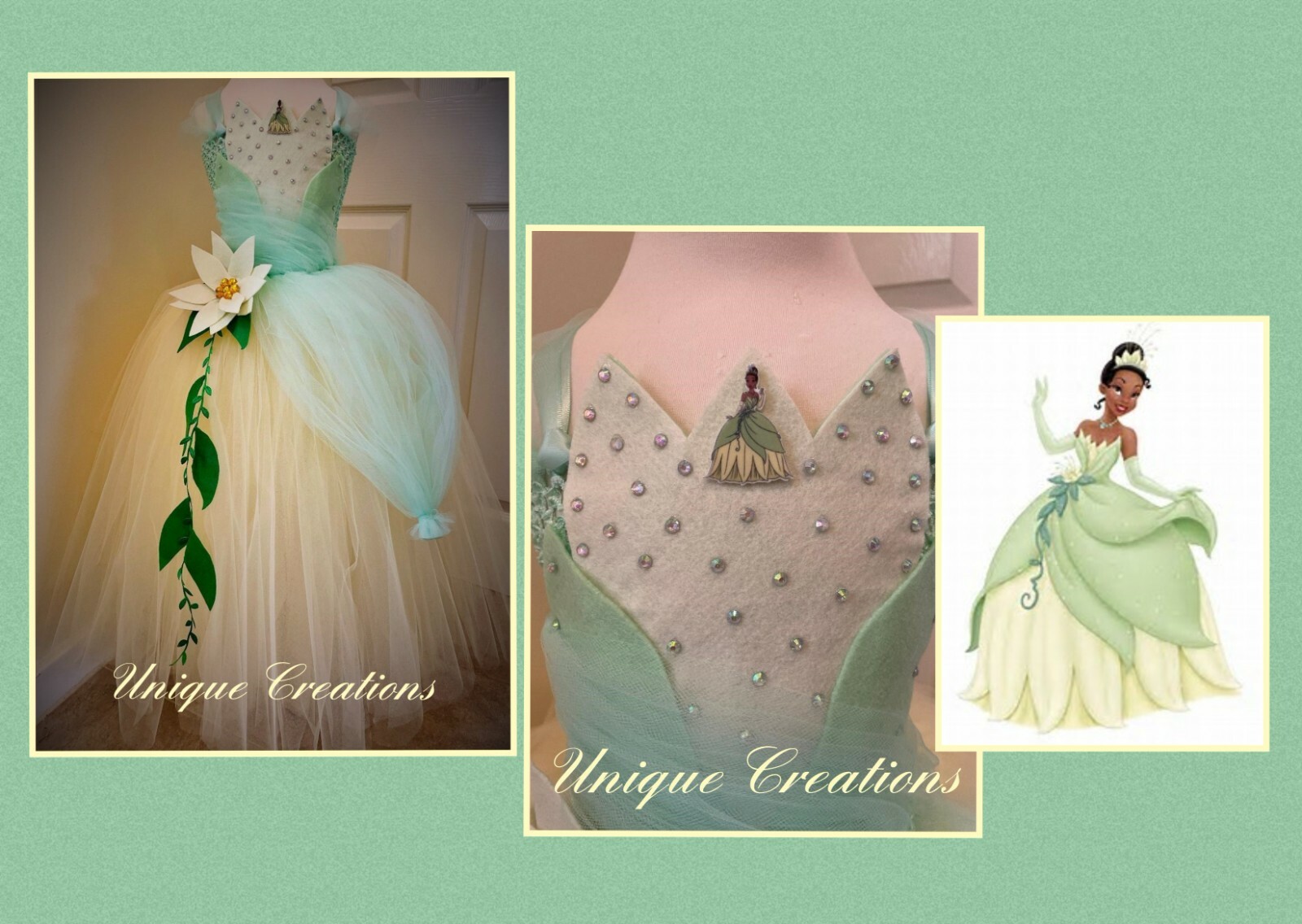 PRINCESS TIANA THE FROG PRINCESS LONG TUTU DRESS AGE 1,2,3,4,5,6,7,8,9,10,11,12 image 2