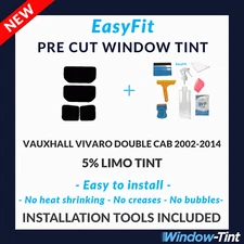 EasyFit Static Pre Cut Tint & Tools For Vauxhall Vivaro Double Cab 02-14 5% Limo