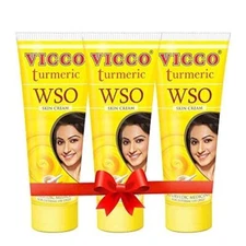 Vicco Turmeric WSO Skin Cream Skin, 100% Natural, Each 60gm Pack of 3