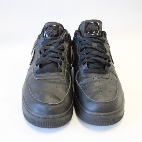 Men's NIKE AIR Black/Gold Removable Swoosh Leather Trainers UK9 BB8