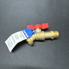 Eastman 1/2 Inch MIP Brass Male Hose Bibb, 3/4 Inch MHT Outlet 1/4 Turn Shut Off