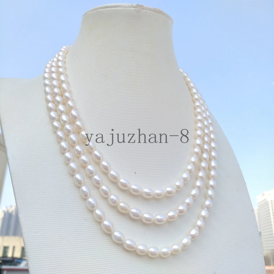 52" Elegante 6-8mm AAA Mar del Sur Blanco Collar Perla Oro 14k P Foto 3 de 4