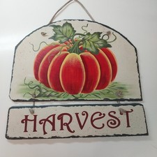 Harvest Pumpkin Slate Welcome Plaque BaublesnBling Rustic Star Leather Hanger 3