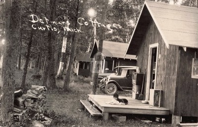 Detmars Cottages, Curtis (Forest Lake) MI Michigan RPPC Photo Postcard COPY