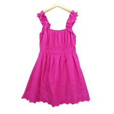 Old Navy Dress Pink Ruffle Sleeves Eyelet Size L