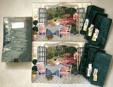 Holiday At Home Set Round Tablecloth With 6 Napkins Scroll Damask  2 Placemats