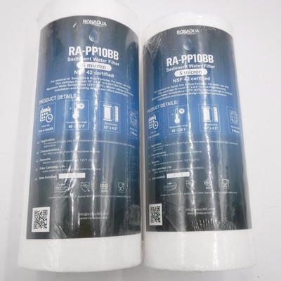 2 Pack Ronaqua RA-PP10BB Sediment Water Filter 5 Micron 10''x4-1/2''