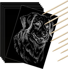 60 Pieces Scratch Paper Craft Art Set Adults Scratchboard Kits 7.2 X 5 Inch Blac