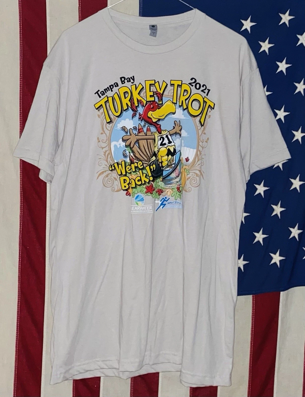 2021 Tampa Bay Times Turkey Trot Shirt Men’s Large Gray NWOT Thanksgiving