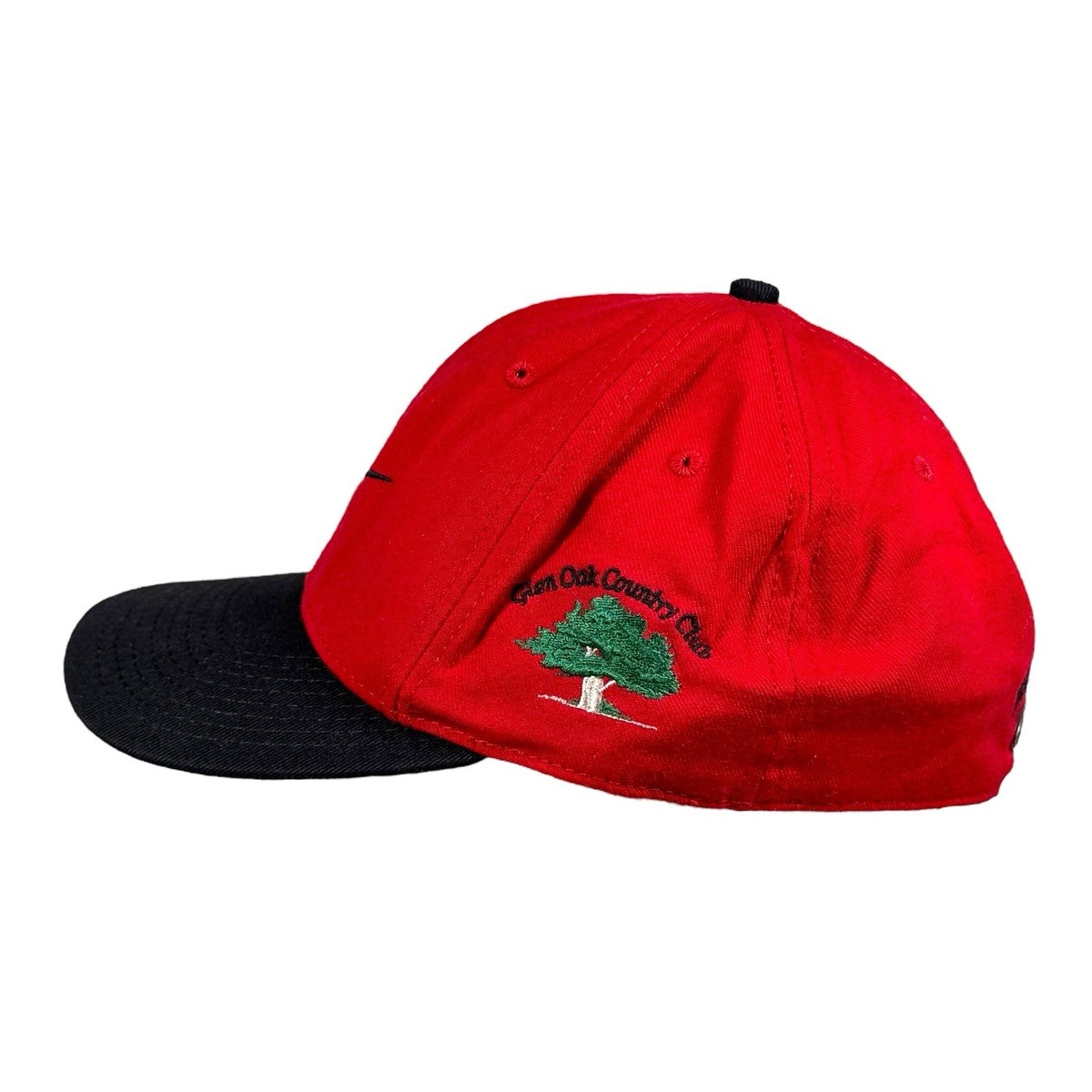 Vintage 1990's Nike Golf Metal Swoosh Fitted Hat 7 1/2 Red Black