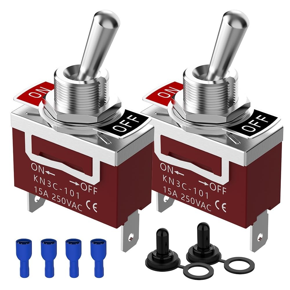 Toggle Switch 12V 30A Heavy Duty ON/Off 2Pin SPST Waterproof Toggle Switch 2Pack