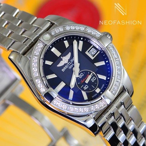 BREITLING GALACTIC 36MM FACTORY ORIGINAL DIAMOND BEZEL BLACK DIAL WATCH A37330