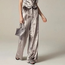 NWT J. Crew Carolina Pants Drapey Velvet High Waist Wide Leg Luxury Size 14