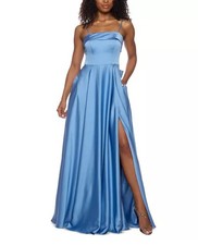 B Darlin Juniors' Satin Square-Neck Sleeveless Gown Sz7/8 $129