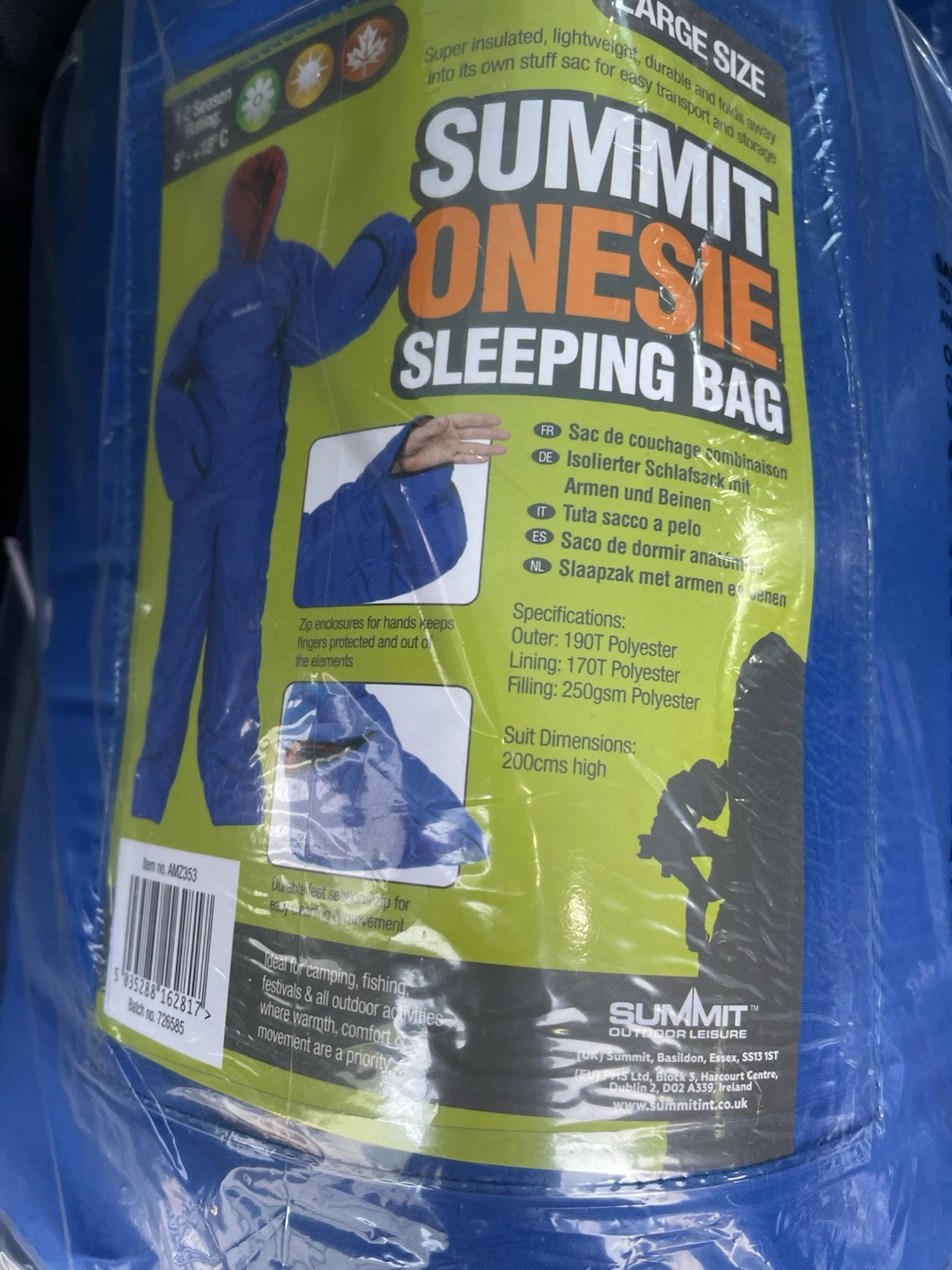 Wearable Sleeping Bag Body Suit Large Adult Sac Blue Warm Camping Fishing Summit
Opens in a new wind