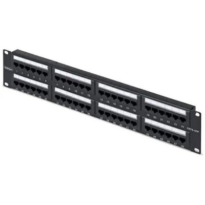 48-Port 2U Rackmount Cat6 Patch Panel - RJ45 UTP - 110 Punch-Down Cat 6 - Black