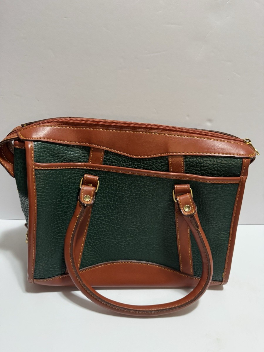 Vintage Dooney & Bourke AWL Satchel Green Brown Leather Duck Logo