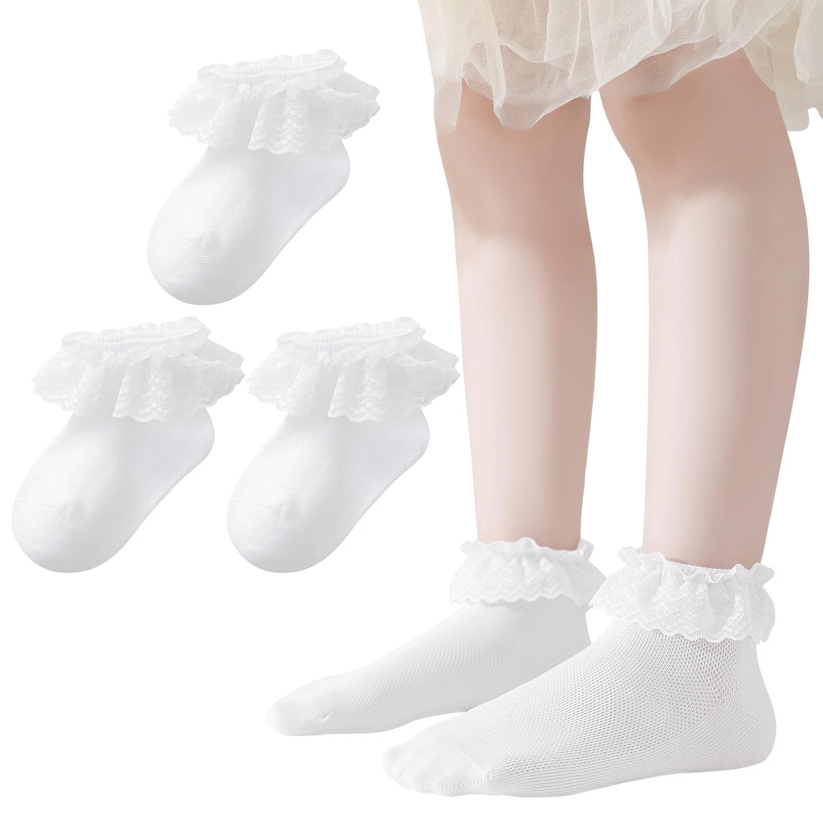 Baby Lace Socks Toddler Eyelet Frilly Girls Ruffle 3/6 Pairs Cotton
Opens in a new window or tab