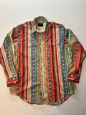 Vintage Frontier Series Aztec AOP Western Shirt Button Up Long Sleeve Size Large