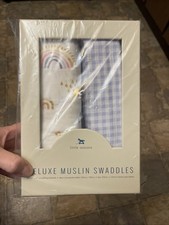 Little Unicorn Deluxe Muslin Swaddle 2-Pack Rainbow Gingham New