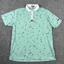 Bad Birdie Polo Shirt Mens XL Mint Green Cocktail Print Golf Performance Top