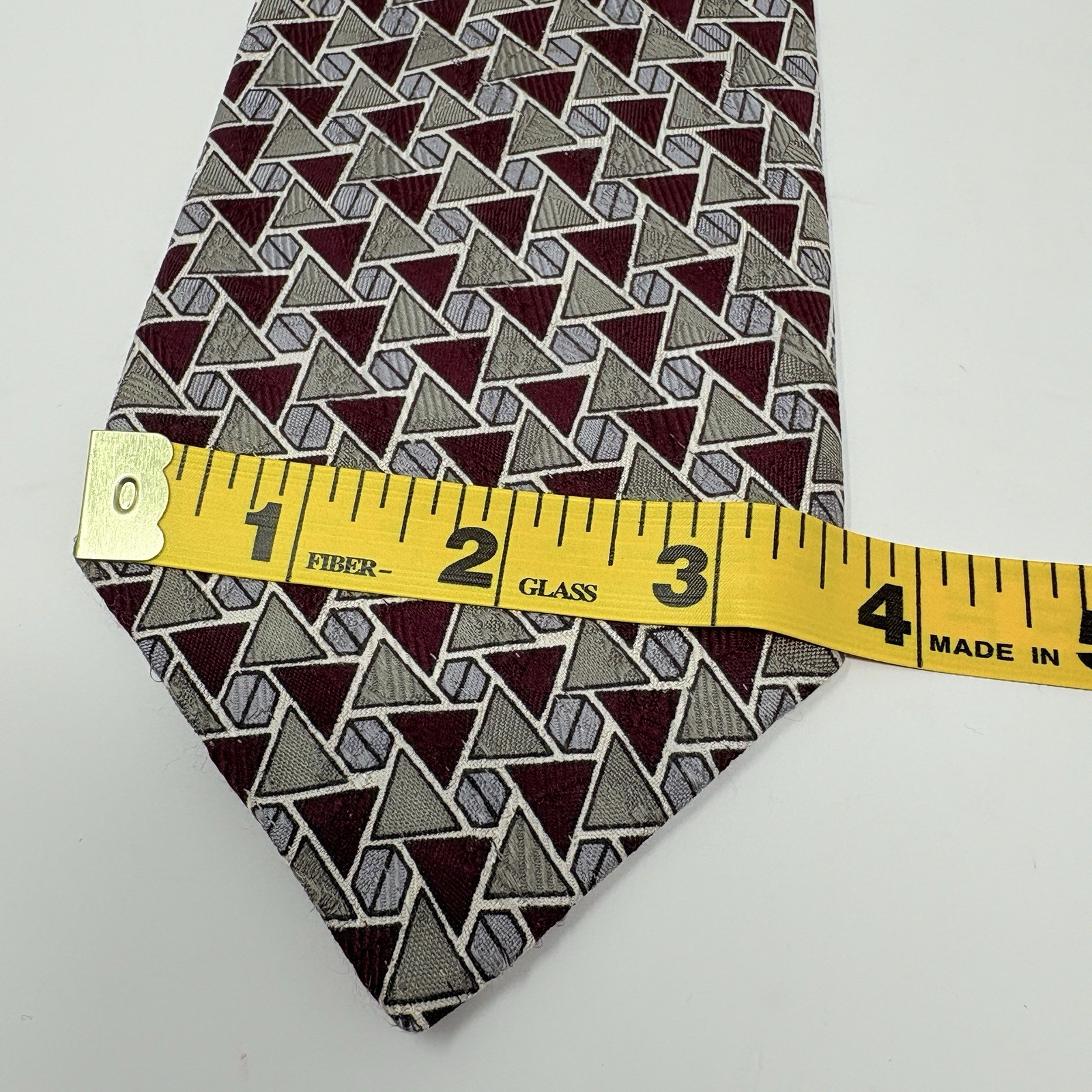 Robert Talbott Studio Silver Maroon Geometric Tie… - image 8