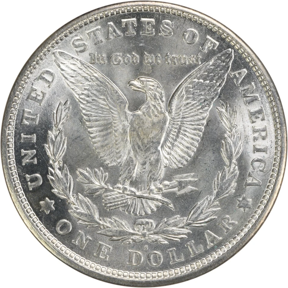 Dólar de plata Morgan 1921-S elección BU sin certificación #915 Foto 2 de 2