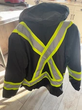 BLACK HIGH VISIBILITY INSULATED HI VIS REFLECTIVE ROAD WORK SAFETY BOMBER JACKET