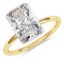 IGI 2.50 Ct Radiant Cut Lab Grown Diamond Solitaire Engagement Ring 14K YG