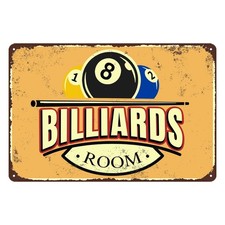 Billiards Room Decor Funny Billiards Tin Sign Pool Table Accessories Vintage ...