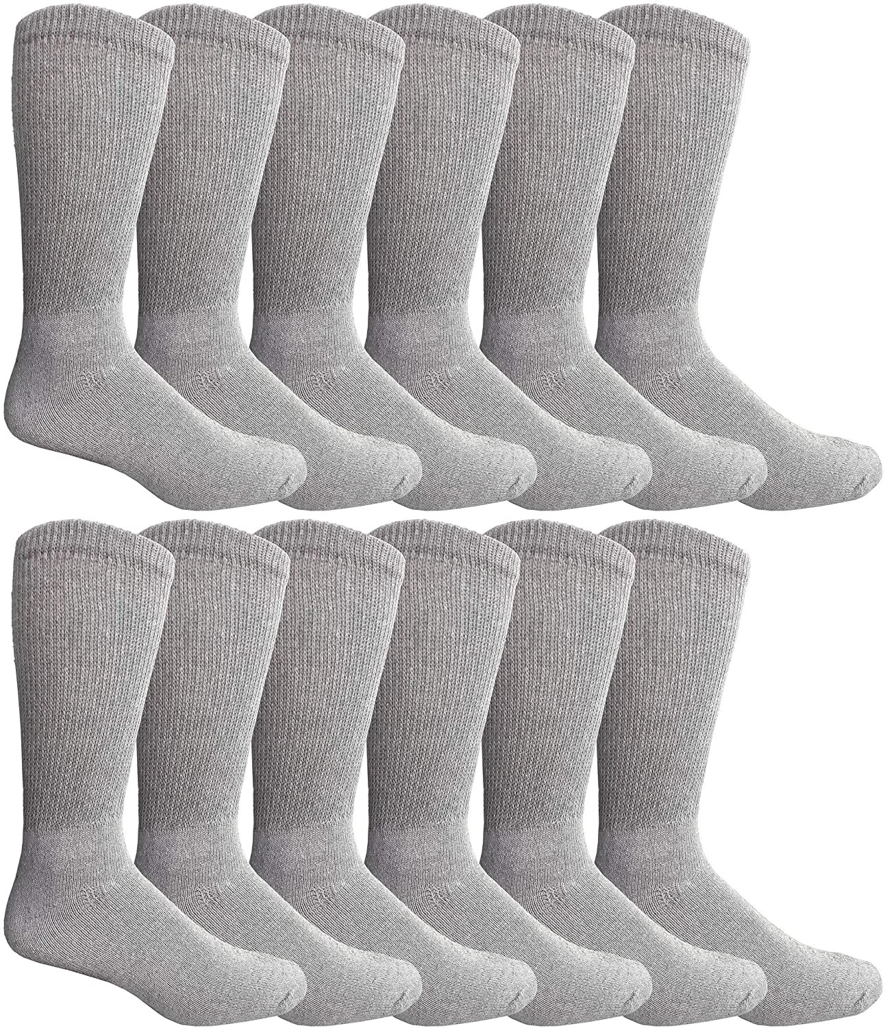 6 Units of Men's Loose Fit Non-Binding Cotton Diabetic Crew Socks Gray 13-16
Opens in a new window o